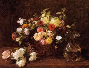 Ignace Henri Jean Fantin-Latour - Basket of Flowers