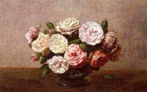 Ignace Henri Jean Fantin-Latour - Bowl of Roses