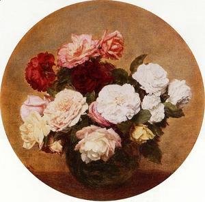Ignace Henri Jean Fantin-Latour - A Large Bouquet of Roses