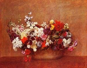 Ignace Henri Jean Fantin-Latour - Flowers in a Bowl