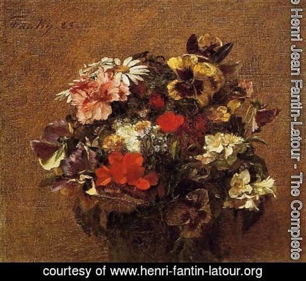 Ignace Henri Jean Fantin-Latour - Bouquet of Flowers: Pansies