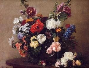 Ignace Henri Jean Fantin-Latour - Bouquet of Diverse Flowers