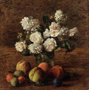 Ignace Henri Jean Fantin-Latour - Still Life: Roses and Fruit
