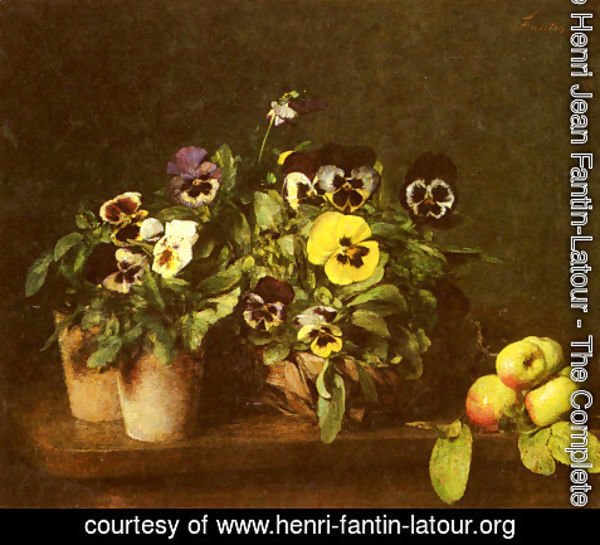 Ignace Henri Jean Fantin-Latour - Still Life with Pansies