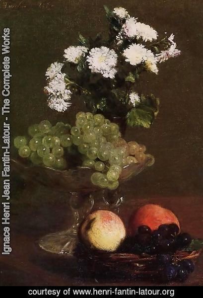 Ignace Henri Jean Fantin-Latour - Still Life: Chrysanthemums and Grapes
