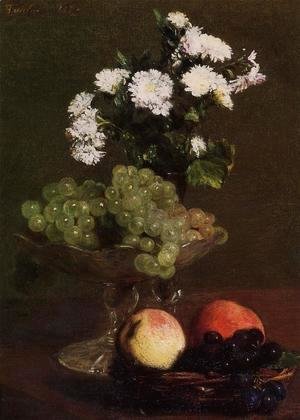 Still Life: Chrysanthemums and Grapes