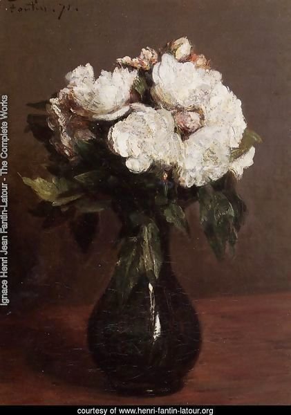 White Roses in a Green Vase