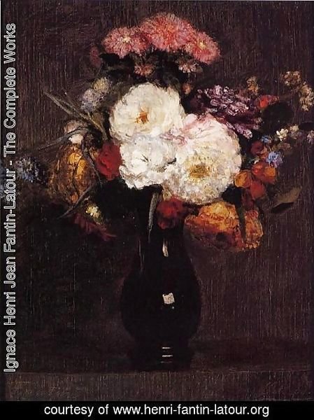Ignace Henri Jean Fantin-Latour - Dahlias, Queens Daisies, Roses and Cornflowers