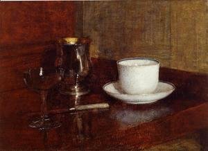 Ignace Henri Jean Fantin-Latour - Still Life: Glass, Silver Goblet and Cup of Champagne