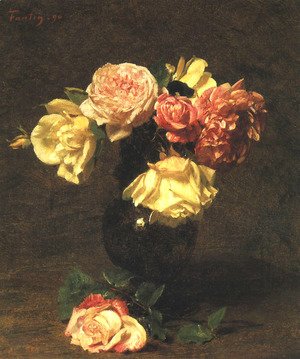 Ignace Henri Jean Fantin-Latour - White and Pink Roses