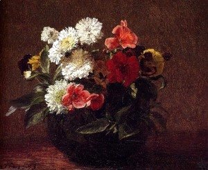 Ignace Henri Jean Fantin-Latour - Flowers In A Clay Pot
