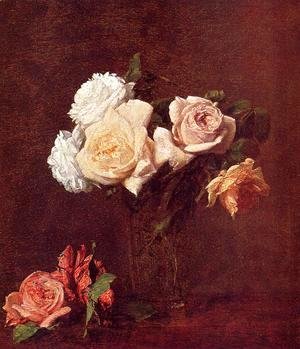 Ignace Henri Jean Fantin-Latour - Roses in a Vase