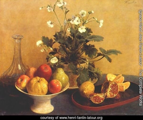 Still life. Flowers, Bowl of Fruit and Pitcher