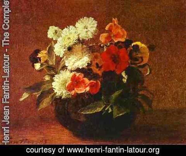 Ignace Henri Jean Fantin-Latour - Flowers in an Earthenware Vase