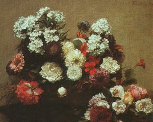 Ignace Henri Jean Fantin-Latour - Still Life with Flowers 1881