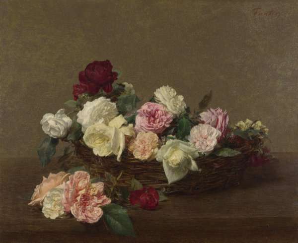 A Basket of Roses by Ignace Henri Jean Fantin-Latour
