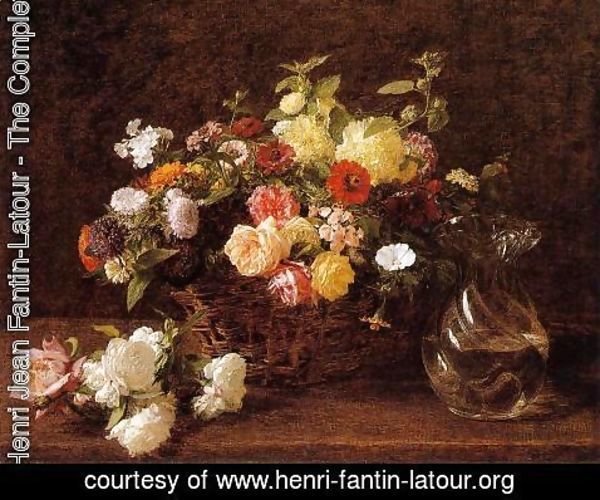 Ignace Henri Jean Fantin-Latour - Basket of Flowers