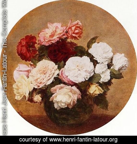 Ignace Henri Jean Fantin-Latour - A Large Bouquet of Roses