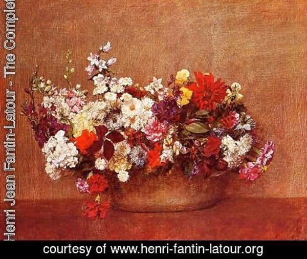 Ignace Henri Jean Fantin-Latour - Flowers in a Bowl