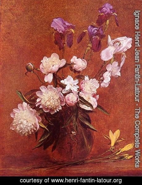 Ignace Henri Jean Fantin-Latour - Bouquet of Peonies and Iris