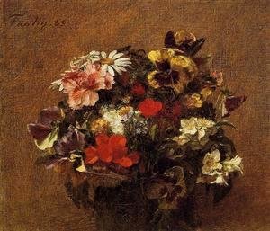 Ignace Henri Jean Fantin-Latour - Bouquet of Flowers: Pansies