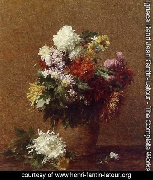 Ignace Henri Jean Fantin-Latour - Large Bouquet of Chrysanthemums