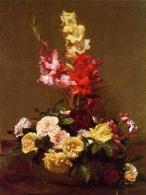 Ignace Henri Jean Fantin-Latour - Gladiolas and Roses