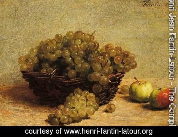 Ignace Henri Jean Fantin-Latour - Nature Morte: Raisin et Pommes d'Api