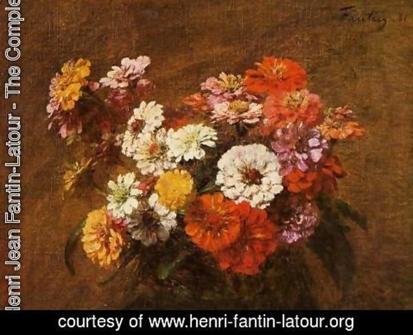 Ignace Henri Jean Fantin-Latour - Zinnias in a Vase