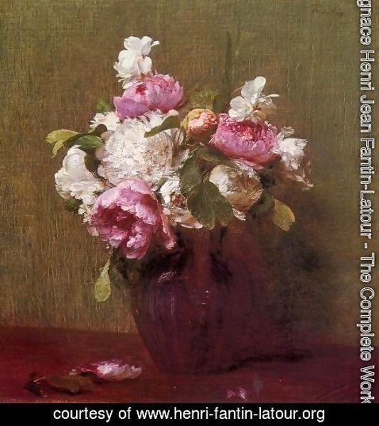 Ignace Henri Jean Fantin-Latour - White Peonies and Roses, Narcissus