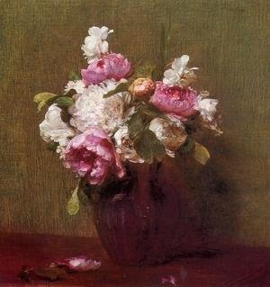 Ignace Henri Jean Fantin-Latour - White Peonies and Roses, Narcissus
