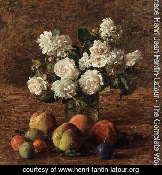 Ignace Henri Jean Fantin-Latour - Still Life: Roses and Fruit