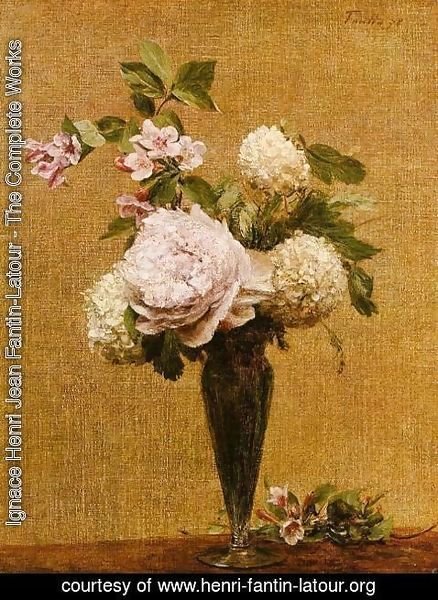 Ignace Henri Jean Fantin-Latour - Vase of Peonies and Snowballs