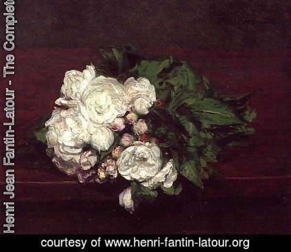 Ignace Henri Jean Fantin-Latour - Flowers, White Roses