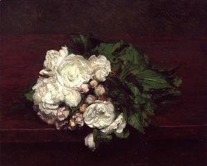 Ignace Henri Jean Fantin-Latour - Flowers, White Roses
