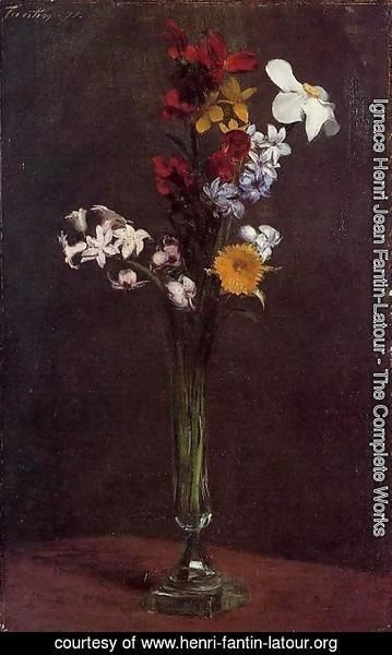 Ignace Henri Jean Fantin-Latour - Narcisses, Hyacinths and Nasturtiums
