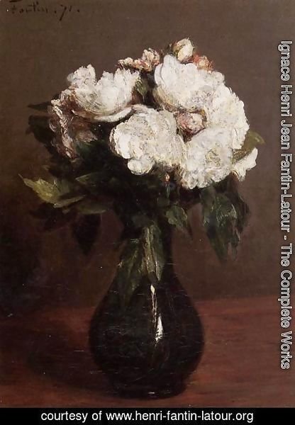Ignace Henri Jean Fantin-Latour - White Roses in a Green Vase
