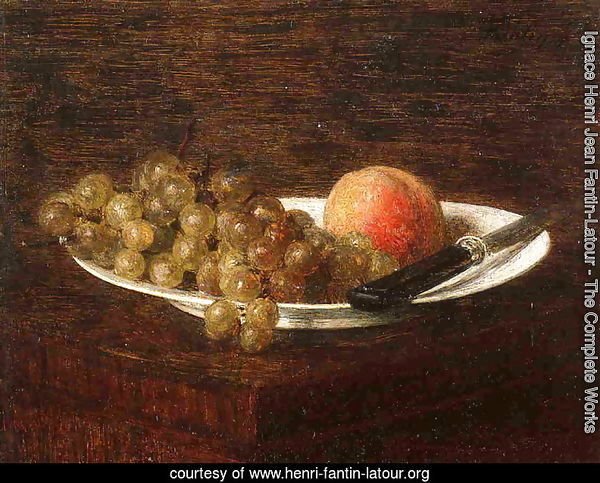Still Life: Peach and Grapes