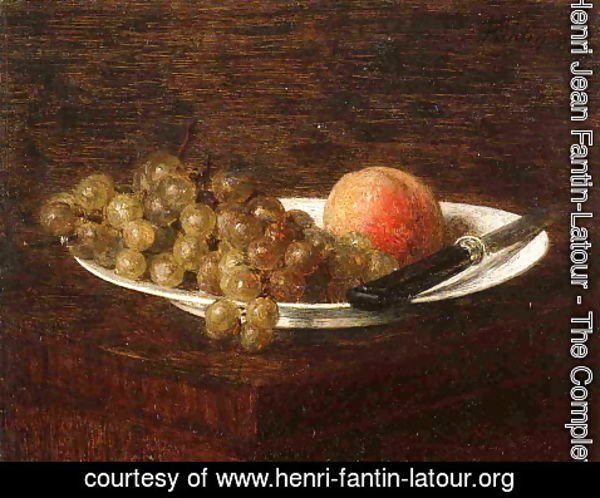 Ignace Henri Jean Fantin-Latour - Still Life: Peach and Grapes