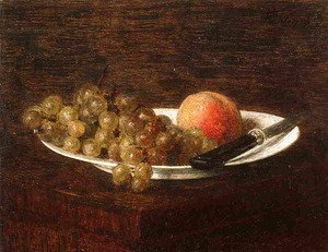 Still Life: Peach and Grapes