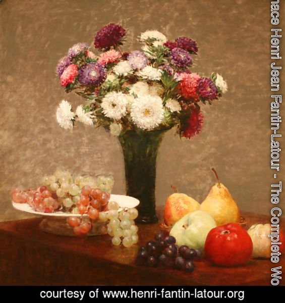 Ignace Henri Jean Fantin-Latour - Asters and Fruit on a Table
