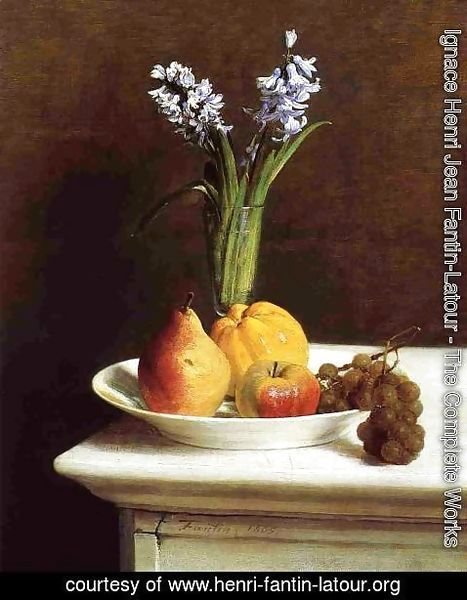 Ignace Henri Jean Fantin-Latour - Still Life, Hyacinths and Fruit