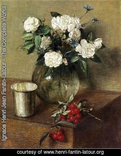 Ignace Henri Jean Fantin-Latour - White Roses and Cherries