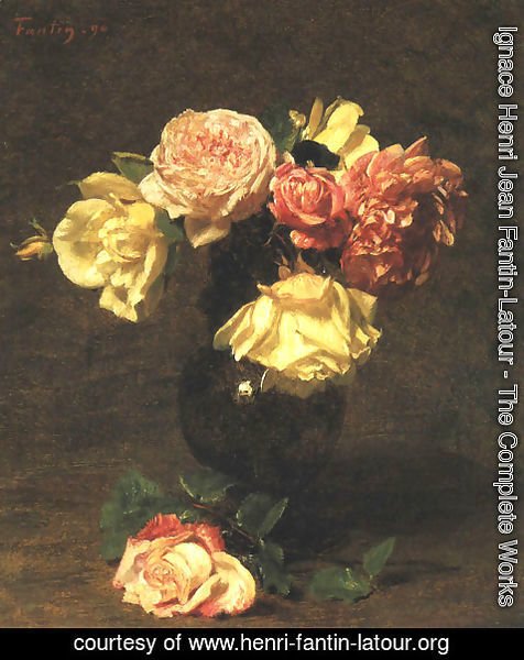 Ignace Henri Jean Fantin-Latour - White and Pink Roses
