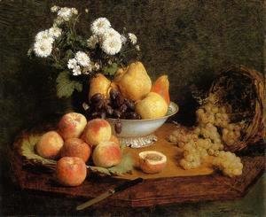 Ignace Henri Jean Fantin-Latour - Flowers and Fruit on a Table