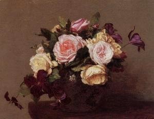 Ignace Henri Jean Fantin-Latour - Roses and Clematis