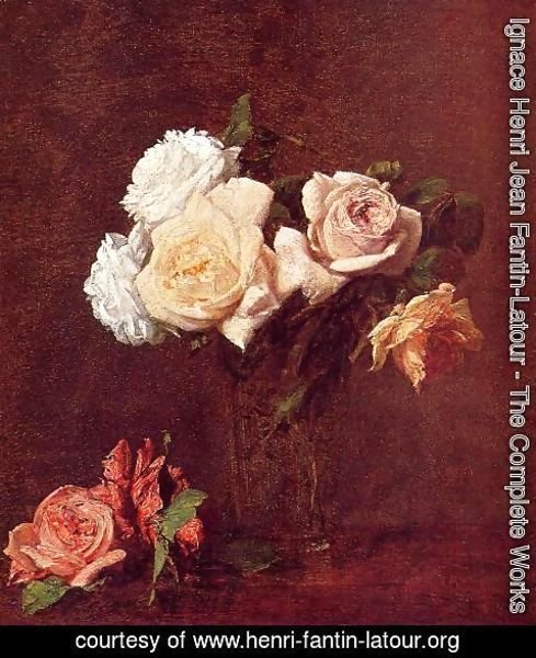 Ignace Henri Jean Fantin-Latour - Roses in a Vase