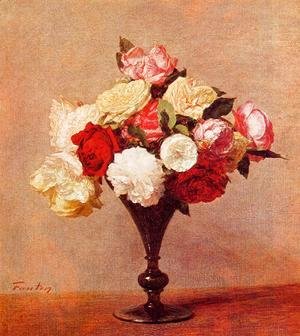 Ignace Henri Jean Fantin-Latour - Roses in a Vase I