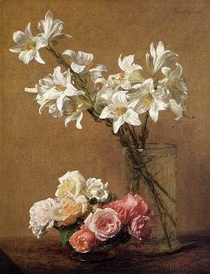 Ignace Henri Jean Fantin-Latour - Roses and Lilies