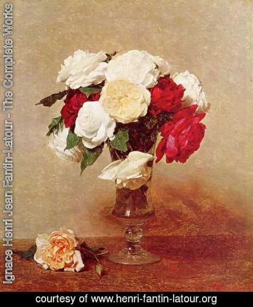 Ignace Henri Jean Fantin-Latour - Roses in a Stemmed Glass